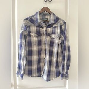 Cody James Men's Blue Plaid Long-Sleeve Button-Down Shirt
